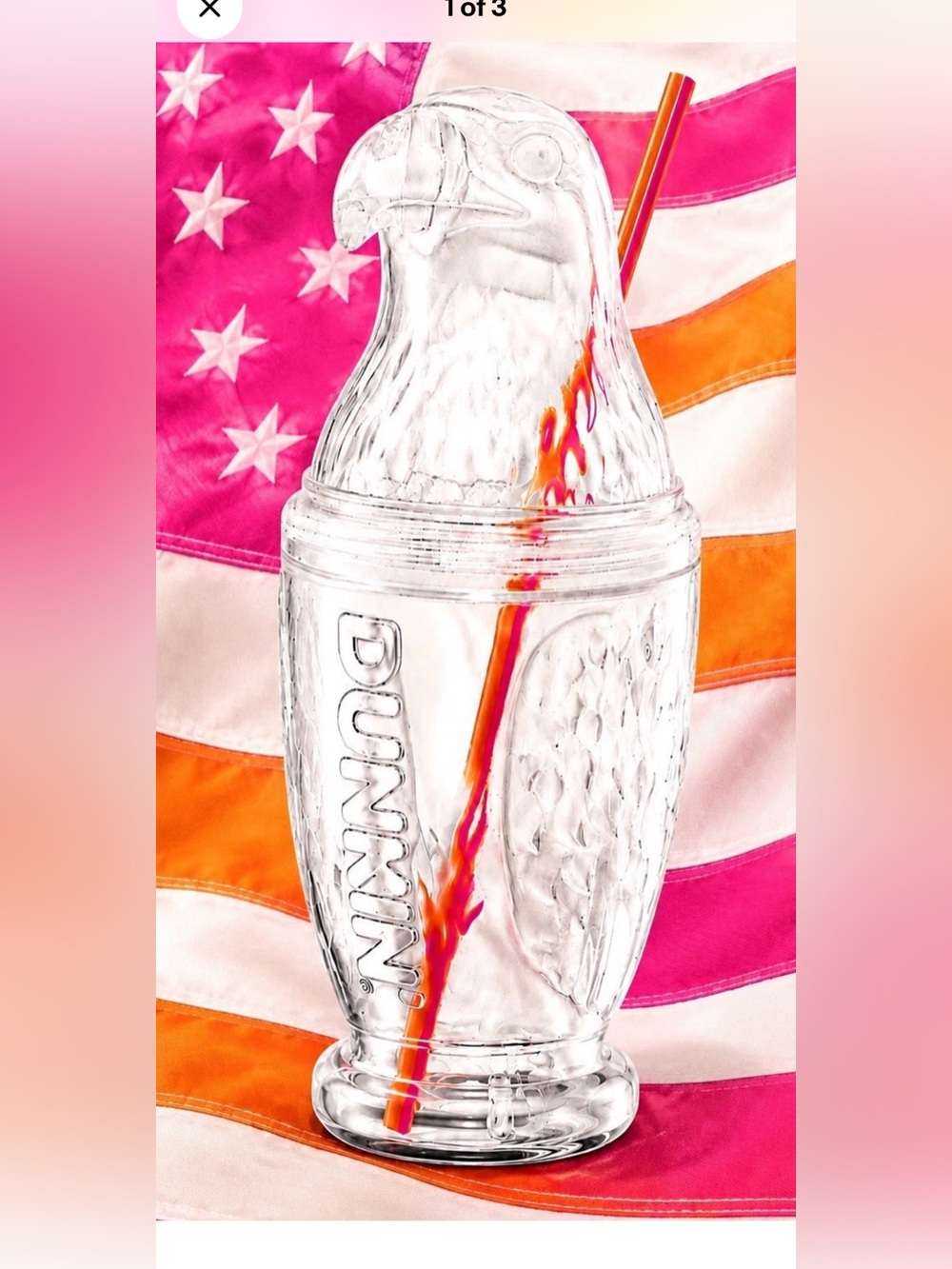 Dunkin' Donuts Clear (1)Eagle Tumbler with Straw July 4th 2026 Limited Edition